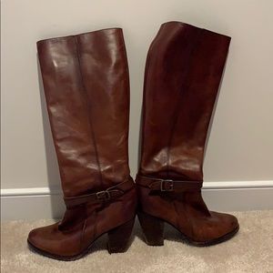 Frye Patty Riding Tall Boot. Color is redwood.
